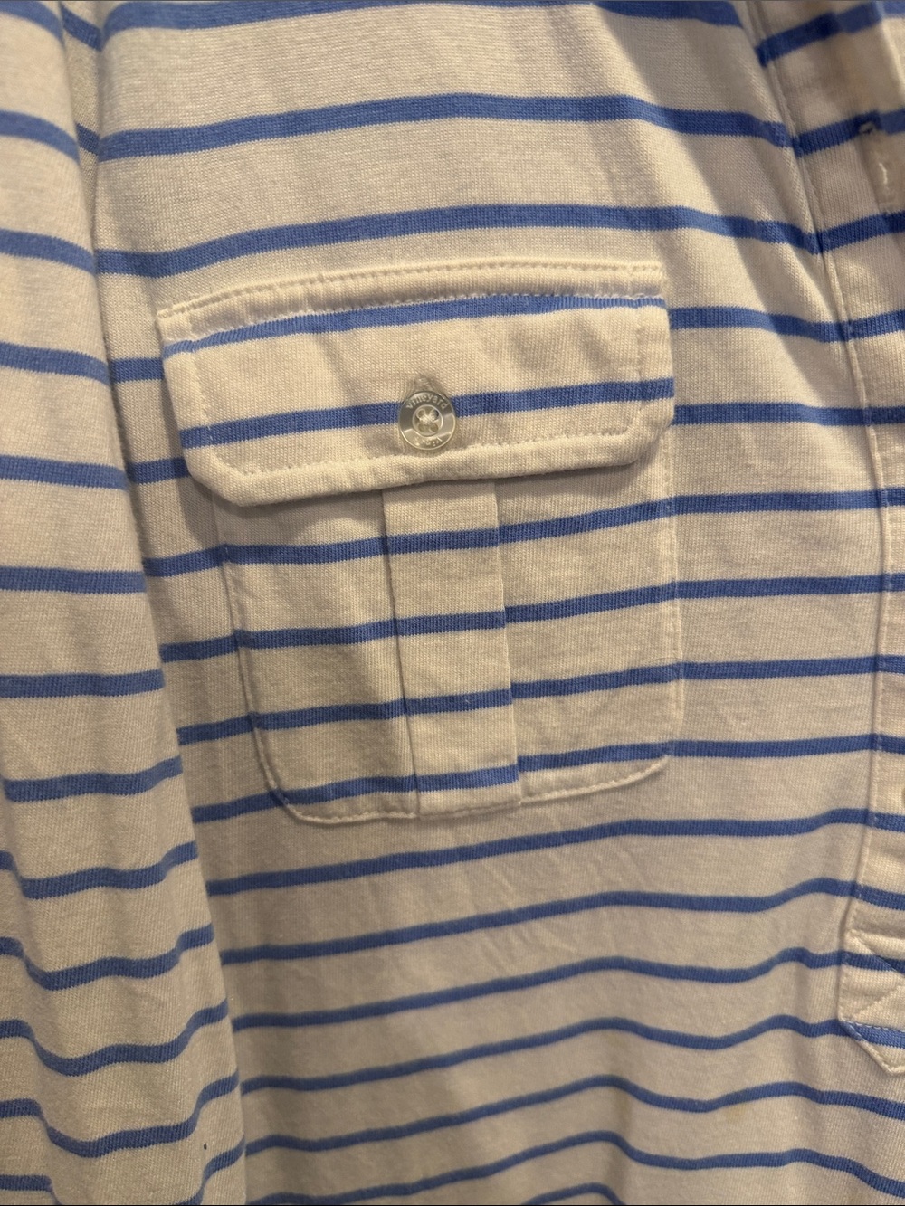 Vineyard Vines White and Light Blue Striped Long Sleeve Polo - Picture 2 of 8
